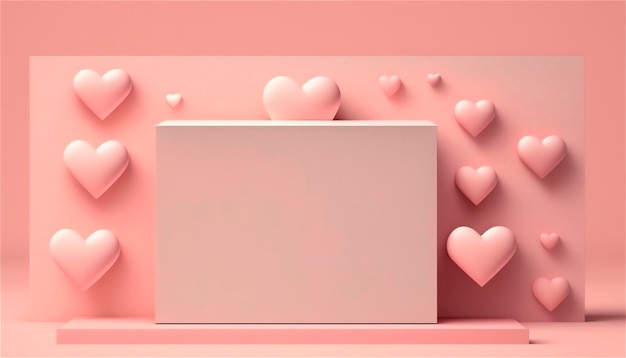 Belle bannière horizontale avec une texture de papier aux tons rose pastel décorée de coeurs fond de mariage Espace de copie Modèle Happy Valentine39s Day Couleurs pastel générées par l'IA