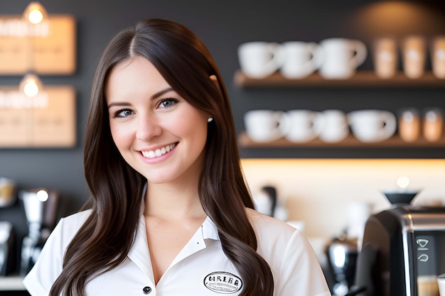 une belle bariste dans un café.