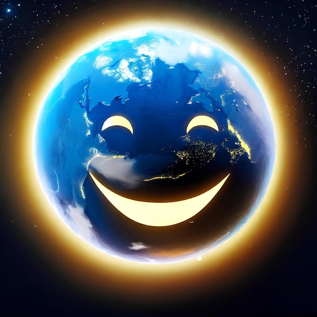 Belle et belle image de la planète Terre souriante pour la Journée mondiale du sourire