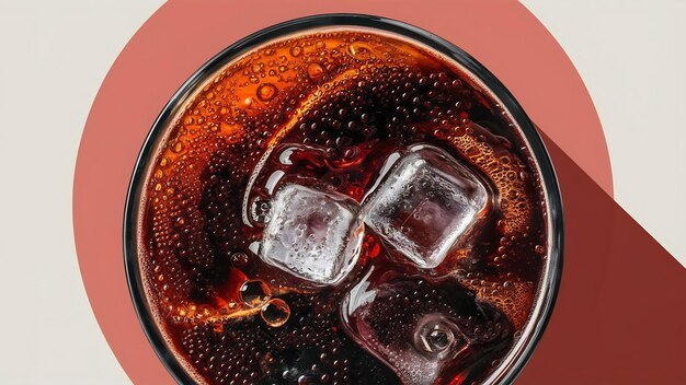 Photo une belle boisson froide de cola avec des cubes de glace