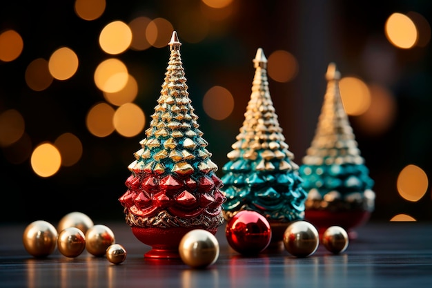 Belle boîte-cadeau de noël avec bougie allumée sur table en bois ai générative