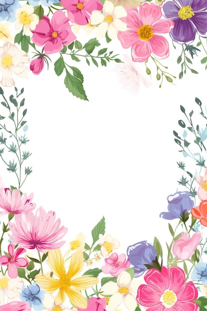 Belle bordure botanique cartes d'invitation floral décorations florales cadre modèle Geenrative Ai