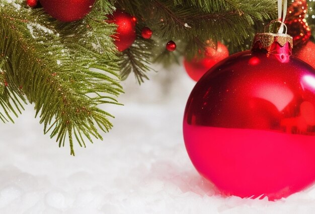 belle boule sur fond d'arbre de Noël beaucoup de lumières floues