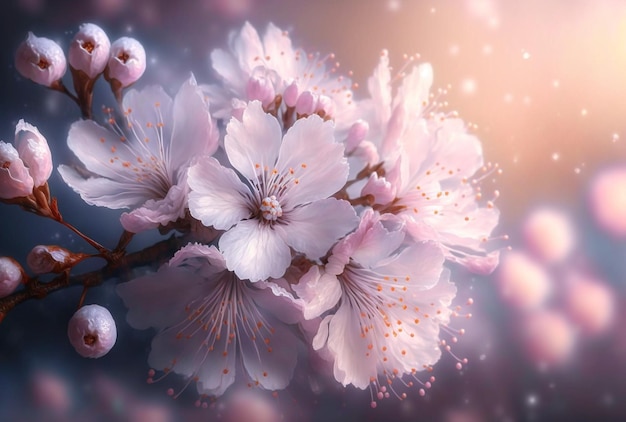 belle branche de fleurs de cerisier rose clair