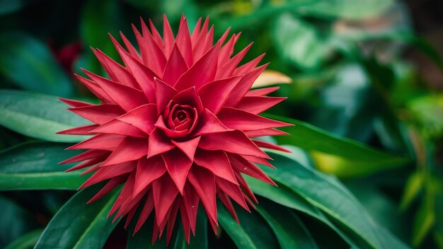 Photo une belle bromélia rouge dans la nature