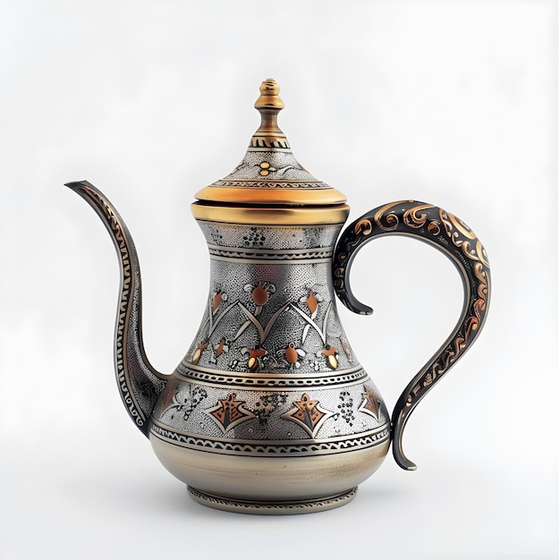 Une belle cafetière arabe sur un fond blanc