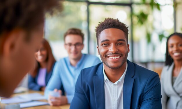 Photo une belle candidate homosexuelle à un emploi dans un entretien d'embauche inclusif et équitable