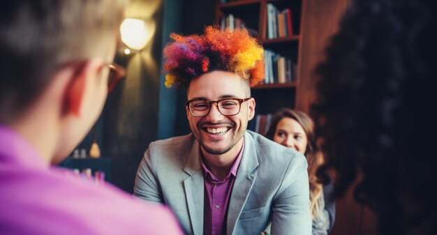 Photo une belle candidate homosexuelle à un emploi dans un entretien d'embauche inclusif et équitable