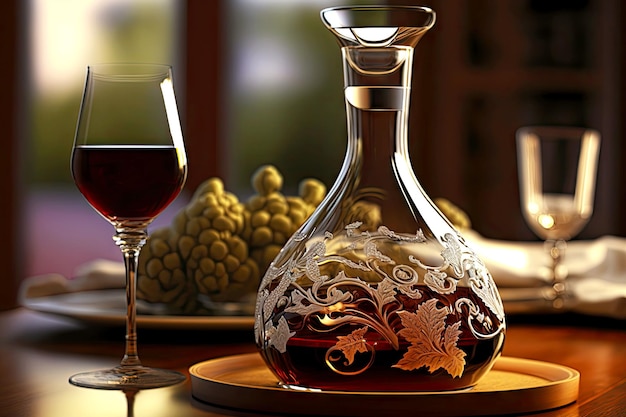 Belle carafe élégante avec du vin pour la mise en table