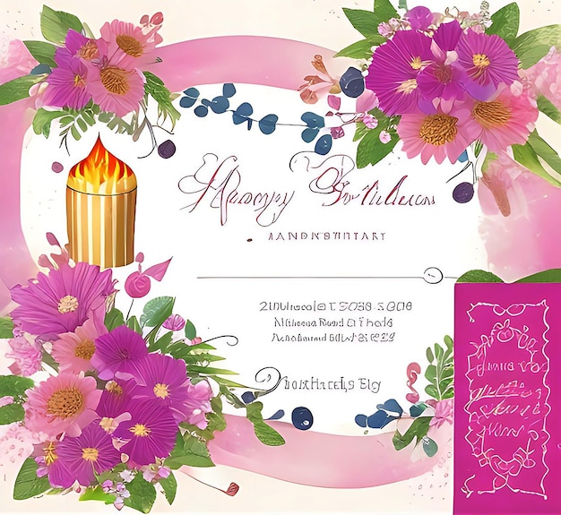 une belle carte d'invitation de mariage florale