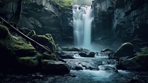 Belle cascade dans la forêt IA générative