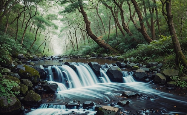 Une belle cascade dans une nature verte