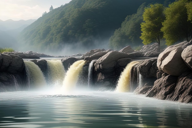 Photo belle cascade dans la rivière
