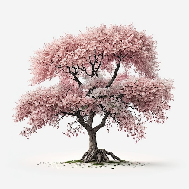 Belle cerise arbre fruitier isolé fond blanc AI image générée