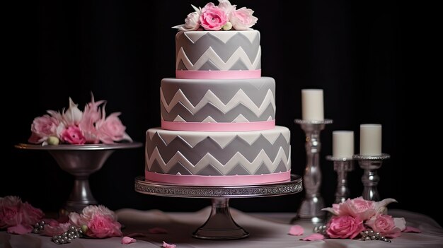 Belle chevron rose et gris