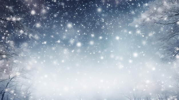 Belle chute de neige dans le ciel blanc en plein air