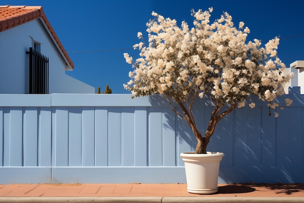 belle clôture et plante sur le fond de la maison pour la conception extérieure