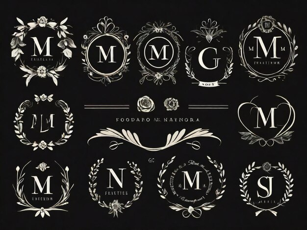 Photo belle collection de vignettes pour le design de mariage carte de menu restaurant café hôtel boutique de bijoux modèles de logo monogramme