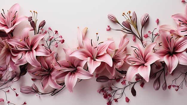 belle composition avec de belles fleurs épanouies sur fond de couleur