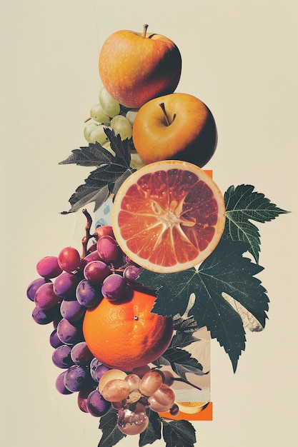 Une belle composition de collage des fruits art de collage