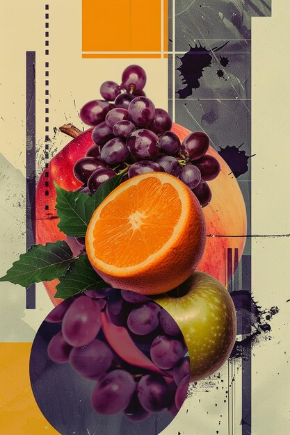 Une belle composition de collage des fruits art de collage