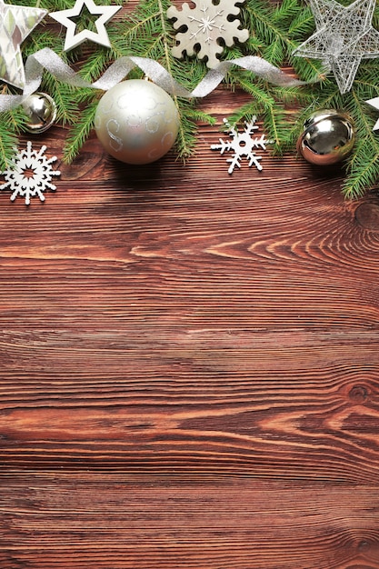 Belle composition de décor de Noël sur fond de bois
