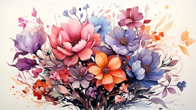 belle composition de fleurs peinture numérique