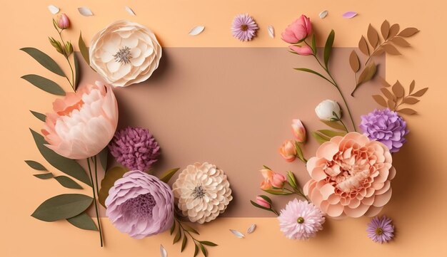 Belle composition de fleurs de printemps pour la fête des mères avec espace de copie pour le texte ai générative