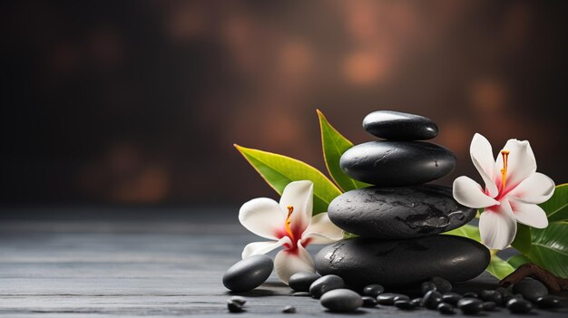 Belle composition de spa avec lys sur fond marron Serviettes de couple avec bougies et orchidée pour un massage naturel