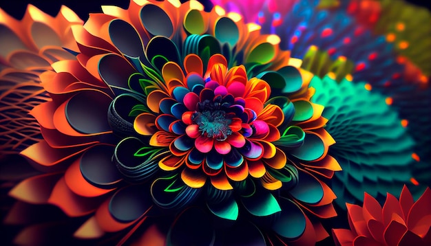 Belle conception abstraite de fleurs colorées AI générative