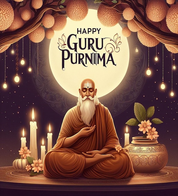 Photo cette belle conception attrayante est créée pour happy guru purnima