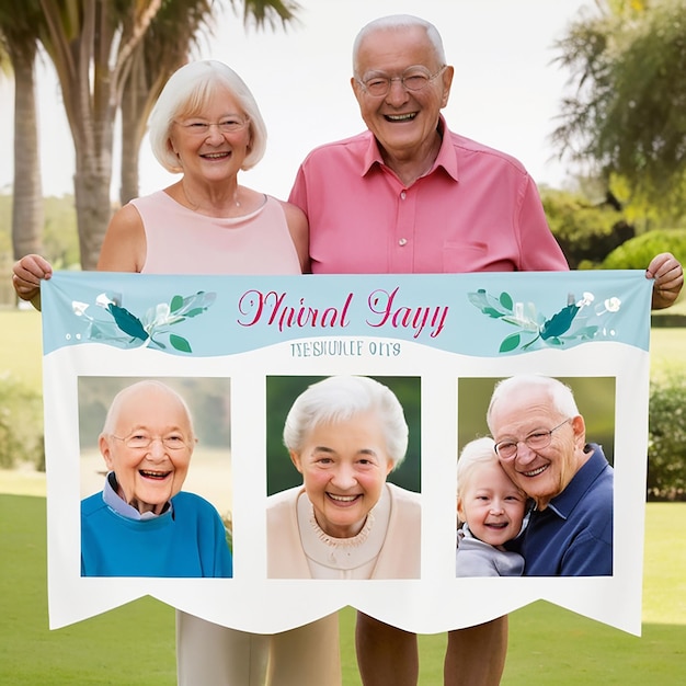 Belle conception du modèle de bannière du jour des grands-parents heureux