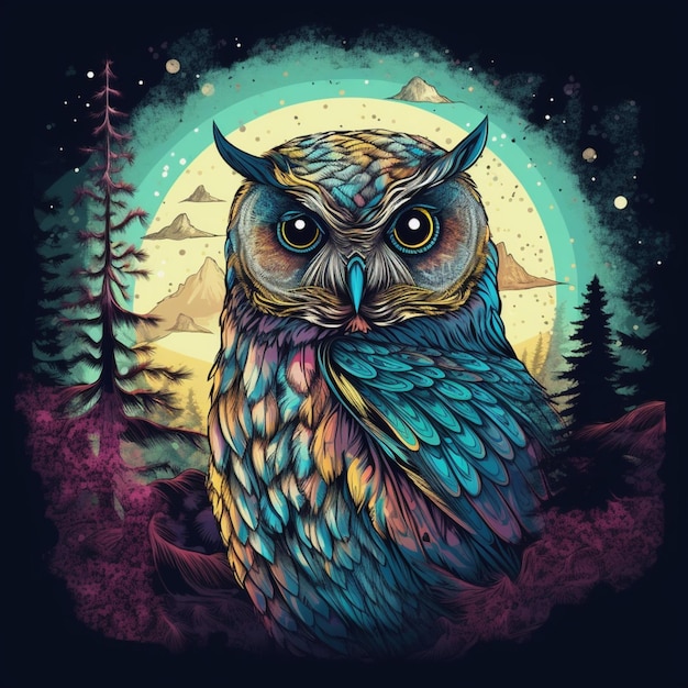 belle conception d'illustration de hibou comme portrait