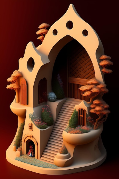 Belle conception de maison technique 3D