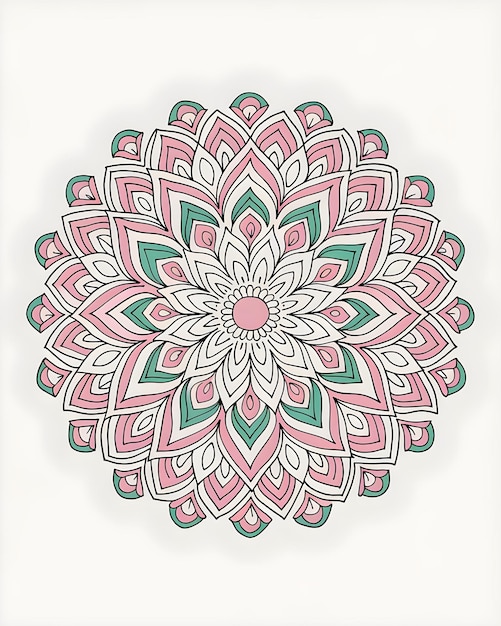 Belle conception de mandala avec un fond blanc d'art coloré