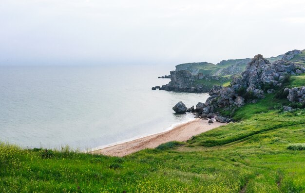 Belle côte de la mer en été. Côte de la mer d'Azov, Crimée.