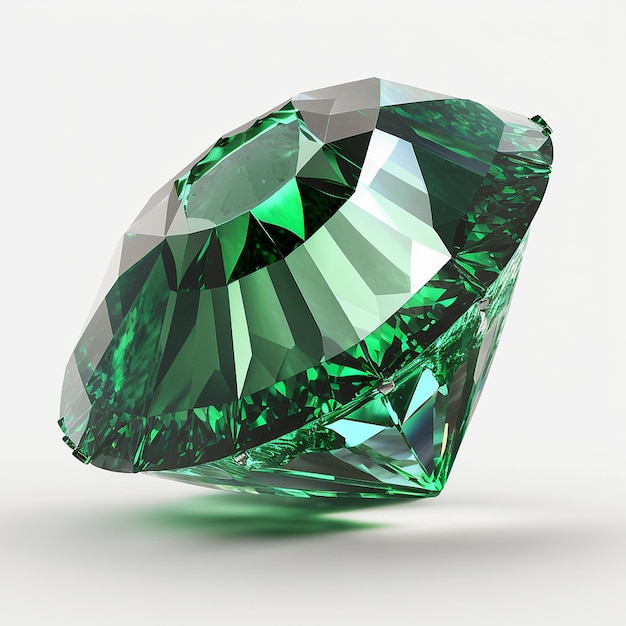 Belle couleur verte diamant fond blanc AI Image générée