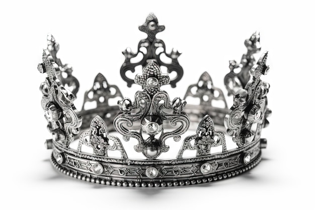 Photo belle couronne brillante avec ornement médiéval et bijoux ancien roi ou couronne de reine ia générée