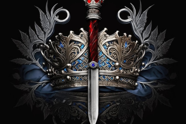 Une belle couronne et une épée sans fanfare pourraient être le symbole de la fantaisie médiévale