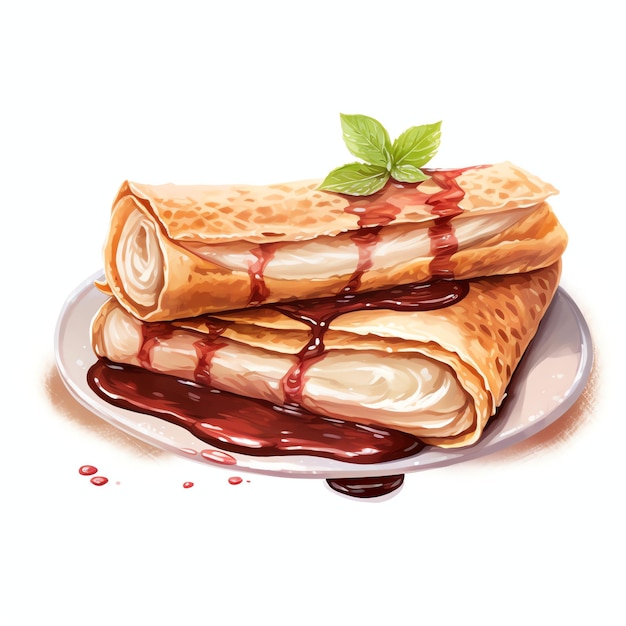 une belle crêpe remplie de Nutella un dessert délicieux illustration de clip