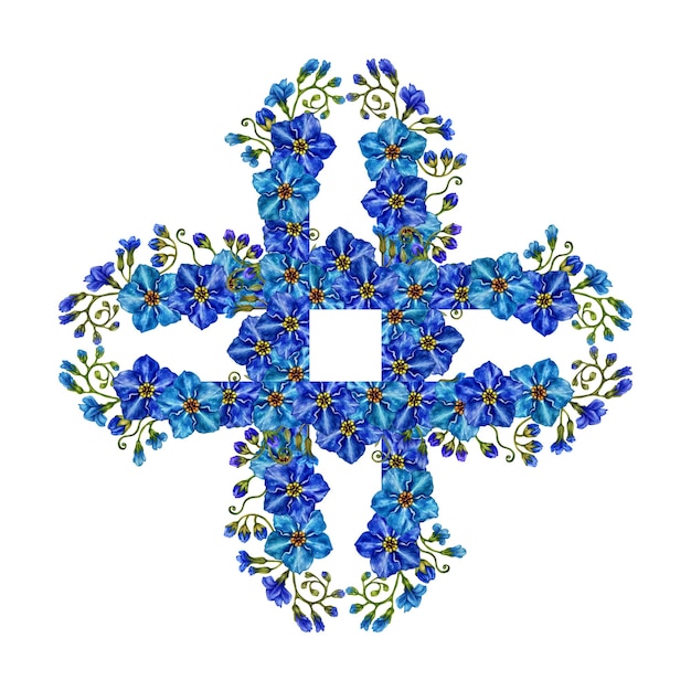 Belle croix myosotis bleu aquarelle faite à la main pour les vacances de scrapbooking d'anniversaire de mariage