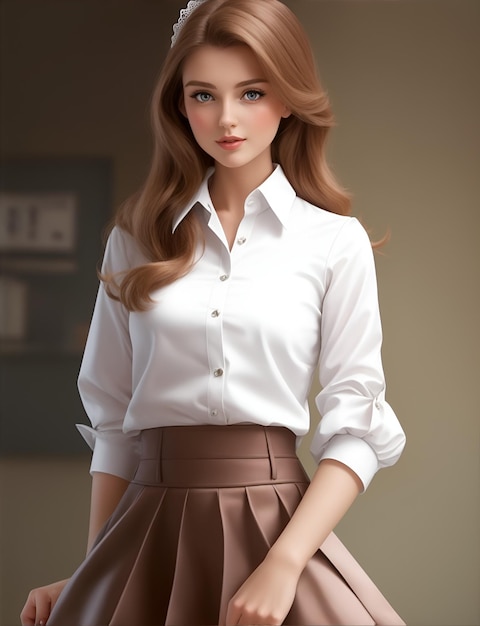 Une belle dame en blouse blanche