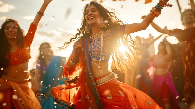 Photo une belle danseuse indienne de danse classique indienne au festival