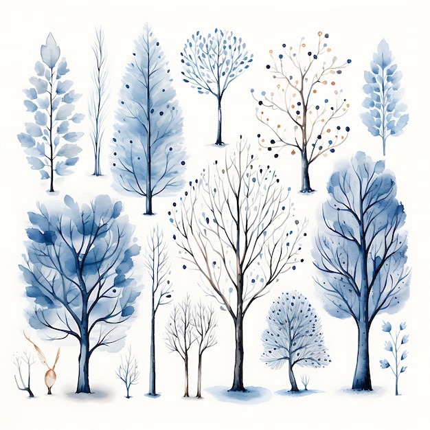 Belle décoration aquarelle de Noël sur fond blanc SVG Illustration Collection Art