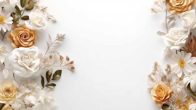 Belle décoration de voûte fleurie espace vide pour le texte sur fond blanc