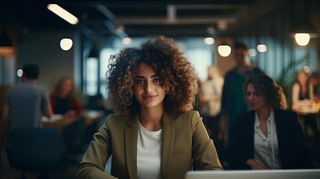 Belle directrice du Moyen-Orient assise à un bureau dans un bureau créatif Jeune femme élégante