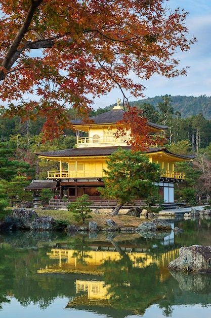 Belle du temple Kinkakuji ou du pavillon d'or dans la saison des feuillages d'automne et célèbre pour ses attractions touristiques à Kyoto Kansai Japon