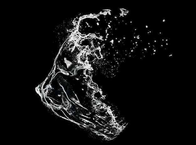 Belle éclaboussure d'eau propre sur fond noir.