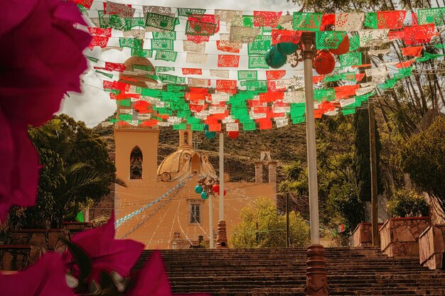 Photo belle église dans le paysage de guanajuato au mexique