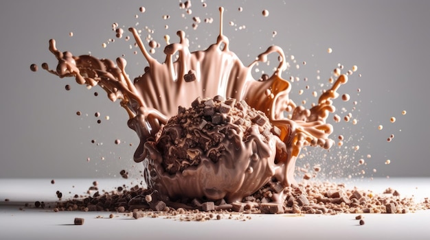 Belle explosion abstraite de lait et de chocolat
